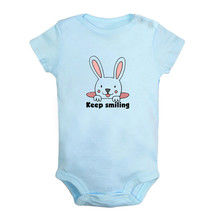 Keep Smiling Funny Bodysuit Baby Animal Rabbit Romper Infant Kid Jumpsuit Outfit - £7.91 GBP+