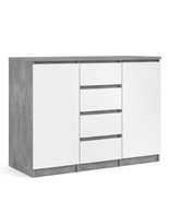 Large Concrete White High Gloss Sideboard Storage Unit Cabinet 4 Drawers... - £367.12 GBP