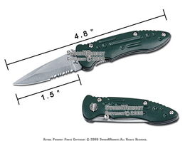 Green Pocket Folding Knife W/ Serrated Blade Liner Lock - $9.88