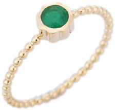 14K Yellow Gold Round Emerald Ring - £145.48 GBP
