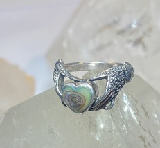 Claddagh ring abalone heart love marcasites Celtic pinky band love friendship st - £75.17 GBP