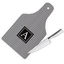 Horizontal Stripes : Gift Cutting Board Black and White Home Decor Modern - £22.70 GBP
