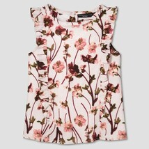 Victoria Beckham x Target Girls&#39; Blush Ruffle Trim Pressed Floral Tank Top - $28.31