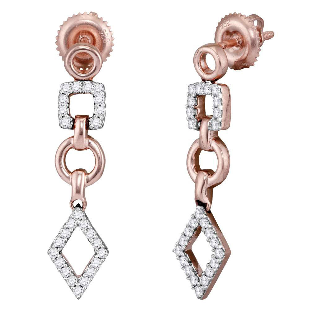 Primary image for 14kt Rose Gold Womens Round Diamond Geometric Dangle Earrings 1/3 Cttw