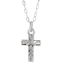 14K White or Yellow Gold Youth Cross Necklace - £193.45 GBP