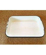 Vintage Black Porcelain Enamelware Rectangle Baking Pan W/Handles - £21.67 GBP