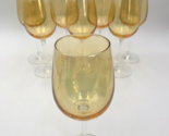 SET OF 8 (EIGHT) 12 oz Marigold Gold Clear Stem Crystal Goblets 8-1/4” Tall - $90.20