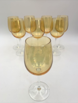 SET OF 8 (EIGHT) 12 oz Marigold Gold Clear Stem Crystal Goblets 8-1/4” Tall - £71.88 GBP