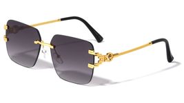 Dweebzilla Rimless Square Luxury Rope Chain Metal Pilot Aviator Sunglasses (Gold - £10.14 GBP+