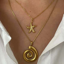 2-Piece 18K Gold-Plated Starfish Spiral Pendant Necklace - $16.64