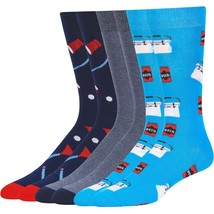 George Men&#39;s Fashion Crew Novelty Socks 3 Pair Shoe Size 6-12  Beer Pong... - £10.84 GBP