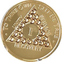 Light Topaz Swarovski Crystal AA Medallion Year 1 - 56 or Month 1 2 3 6 9 18 or  - £14.85 GBP