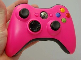 Official Microsoft XBox 360 PINK/Black Wireless Controller game gaming hand oem - £34.84 GBP
