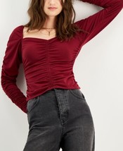 MSRP $29 Kingston Grey Juniors&#39; Ruched Sweetheart-Neck Top Red Size Small - £15.15 GBP