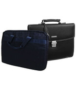 Brooks Borthers Mens Briefcase Attache Padded Black Leather Laptop Bag OS 8301-6 - £269.03 GBP