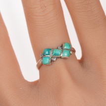 sz8.5 Vintage Zuni silver turquoise square channel inlay ring - £74.95 GBP