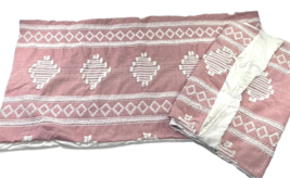 Rachel Ashwell Shabby Chic Batik Aztec Pillow Sham Pink Red White King Case Set - £27.58 GBP