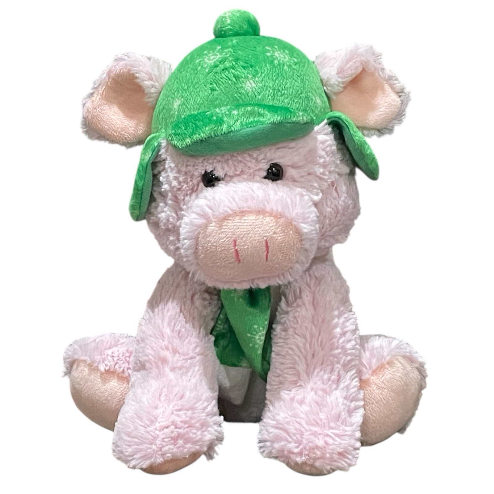Kellytoy Pink Pig W/green Hat &amp; Scarf 10&quot; Sitting  Soft Plush Stuffed Lo... - $28.59