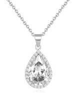 Diamond Teardrop Pendant Necklaces for Women，Gold Plated 17.92 + 1.97 in... - $15.48