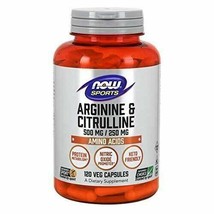 NEW Now Foods Arginine &amp; Citrulline Gluten Free Protein Metabolism 120 V... - £18.60 GBP
