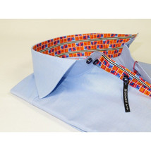 Men Dress Shirts AXXESS Turkey 100% Soft Egyptian Cotton High Collar 223-01 Blue image 3