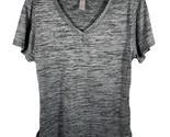 Bally Total Fitness Women&#39;s Active Top Short Sleeve V Neck Size XL Gray ... - $12.86