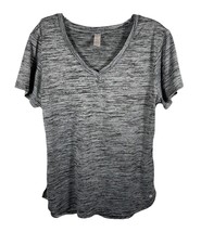 Bally Total Fitness Women&#39;s Active Top Short Sleeve V Neck Size XL Gray ... - £10.04 GBP