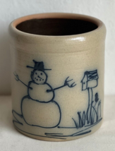 Maple City Pottery Salt Glazed Stoneware Crock Jug Blue Snowman Pattern ... - $27.72