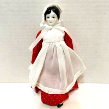 Vintage China Girl Doll Christmas Ornament Dress Apron Bloomers 7.25&quot; - $14.58
