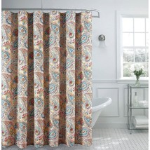 72-in. Paisley Polyester Fabric Shower Curtain in Vibrant Teal Red Yello... - $86.49