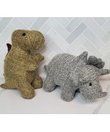 Caltoy Triceratops &amp; Trex Knit Dinosaur Nursery Plush Stuffed Animal Lov... - $17.77