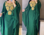 Hand Work Embroidered Moroccan Green Wedding Kaftan Designer Georgette S... - $99.00