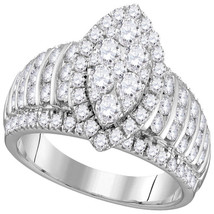 10kt White Gold Womens Round Diamond Oval Cluster Ring 1-7/8 Cttw - £1,605.24 GBP