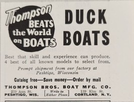 1942 Print Ad Thompson Bros Duck Boats Beats the World Cortland,NY Peshtigo,WI - £5.71 GBP
