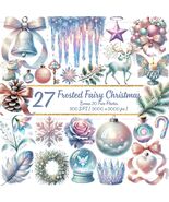 Watercolor Fairy Christmas Clipart – Frosted Wings, Ornaments (PNG Digit... - $2.10