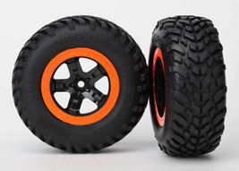 Traxxas SCT Orange Beadlock Wheels &amp; Tires (2) 5864 - $53.99