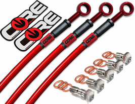 Kawasaki ZX6R ZX636 (ABS Only) Brake Lines 2013-2022 (5 lines) Red Front Rear - £216.60 GBP