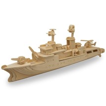 Navy Battleship Destroyer Boat Model Kit Wooden 3D Puzzle 13 Inches Long - £27.37 GBP