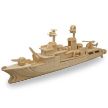 Navy Battleship Destroyer Boat Model Kit Wooden 3D Puzzle 13 Inches Long - £26.87 GBP