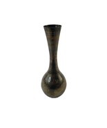Vintage Etched Indian Brass Vase Floral Pattern Bud Vase Décor - $239.70 MXN