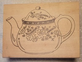 Large Teapot Rubber Stamp With Flowers, Rainy Day Stamps Jumbo RND-375L *NEW VTG - £7.78 GBP