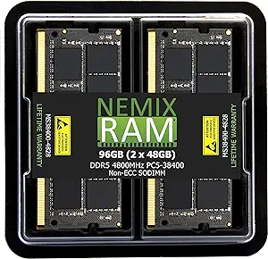 NEMIX RAM 96GB (2X48GB) DDR5 4800MHz PC5-38400 Non-ECC 262-PIN 1.1V 40-3... - $535.99
