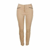 INC International Concepts Faux Leather Trim Tan Straight Fit Pants 14 Short - £23.17 GBP