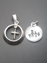 2 Faith Family Silvertone Charm Pendants - £7.66 GBP
