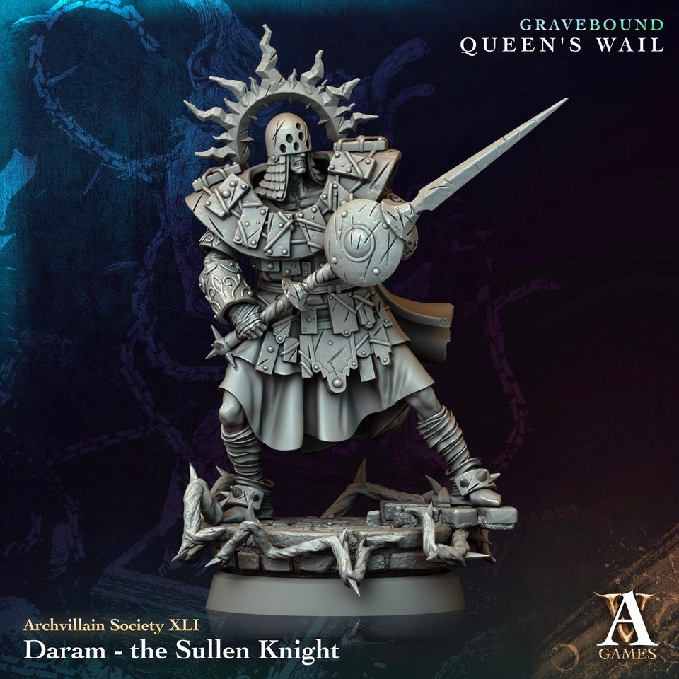 3D Printed Archvillain Games Daram Τhe Sullen Knight Archvillain Society... - $8.41