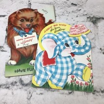 Vintage 50’s Birthday Cards Lot of 2 Puppy Elephant Used Collectible - $11.88