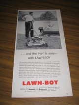 1956 Print Ad Lawn Boy Lawn Mowers Johnson Outboard Motor Lady in Boat - $14.16