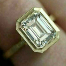 14K Yellow Gold Plated 2.05Ct Emerald Cut Solitaire Moissanite Engagement Ring - £110.62 GBP