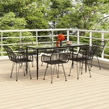  Garden Dining Set Black Steel, Polyethylene, Tempered Glass - $17,155.34 MXN