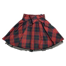 Plaid Skirt Girl&#39;s S GAP Red Black Navy Tartan Pleated Holiday Festive - £15.55 GBP